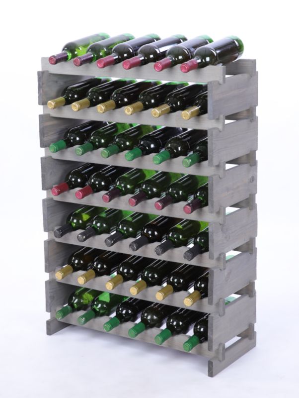 Stojak na wino MODO24 regał modułowy na butelki 7 leżni x 6 butelek montaż bez narzędzi impregnacja szara 1 szt.