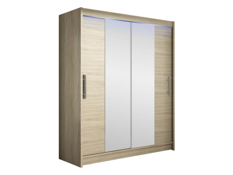 Szafa MIRJAN 24 z drzwiami przesuwnymi Presto II z oświetleniem RGB dąb sonoma/lustro 1 szt.