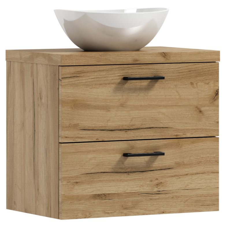 Szafka łazienkowa wisząca LUNA 50 dąb z umywalką Eliza B 1 szt.