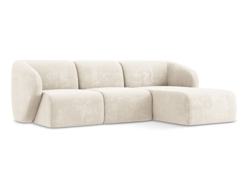 Narożnik prawostronny LaMiaSofa CERVO z tkaniny szenilowej 248x166 cm jasny beż 1 szt.