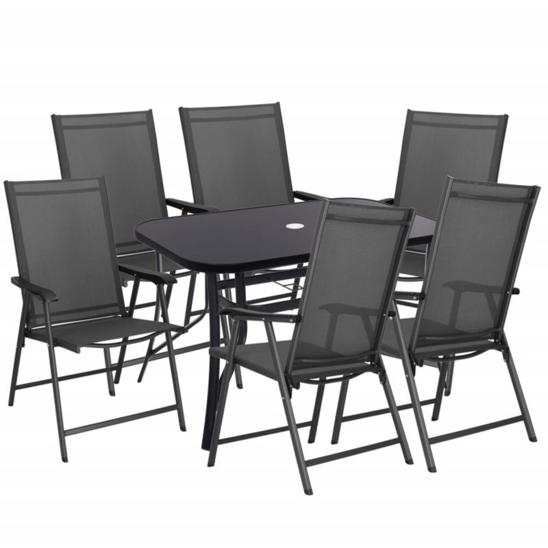 Zestaw mebli ogrodowych Springos stół ze szkłem hartowanym, 6 krzeseł 1 kpl.