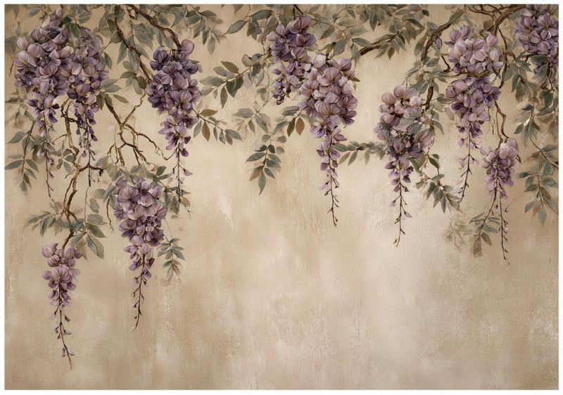 Fototapeta WALLARENA Do Sypialni Salonu Na Flizelinie Kwiaty Lawenda Wiszące Beżowy 250x175 cm 16406VX5 1 szt.