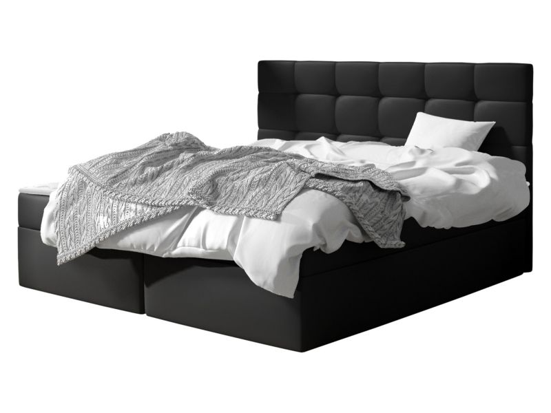 Łóżko kontynentalne MIRJAN 24 Luanda 140x200 czarna ekoskóra 1 szt.