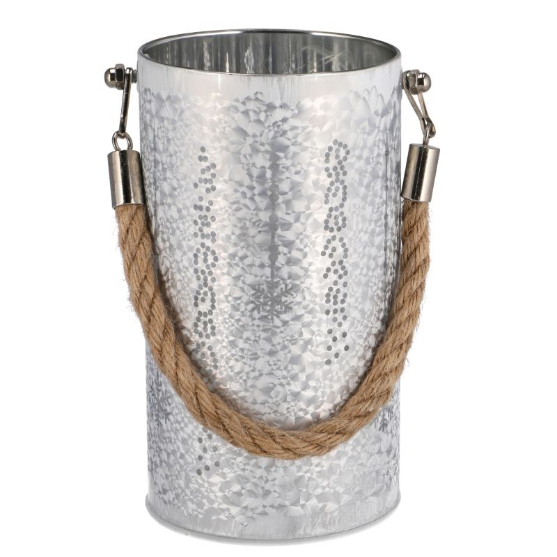 Szklany lampion 10 mini LED Jumi 16 cm czarno-biały