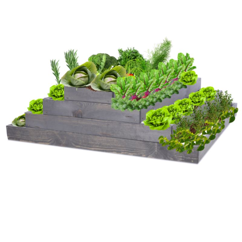 Skrzynia warzywna MODO24 regulowana donica 36x117x120 cm szare impregnowane drewno 1 szt