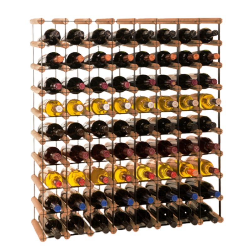 Stojak na wino MODO24 na butelki PET szafka wielki eko na 72 butelki czarny metal drewno brązowe 1 szt.