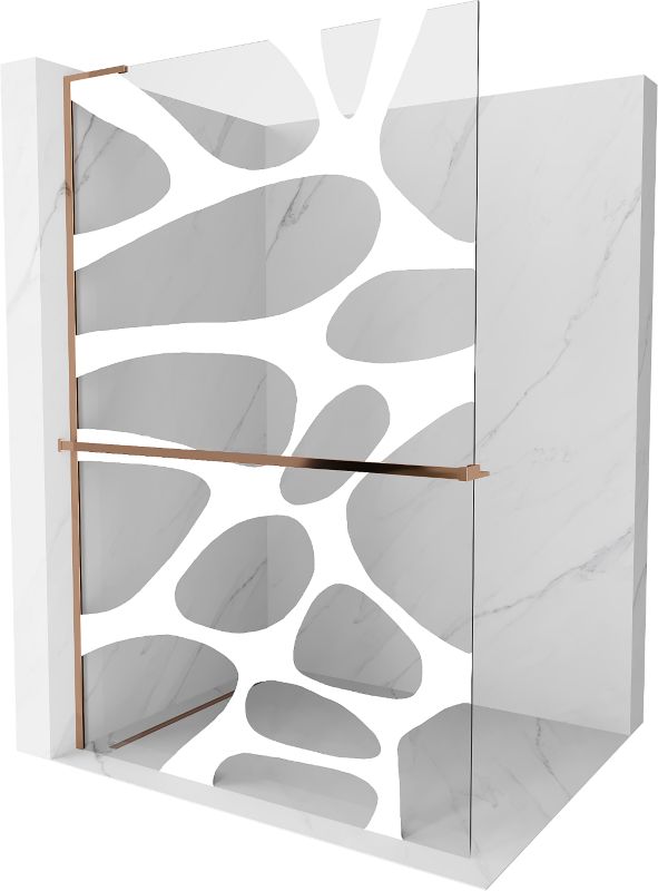 Ścianka prysznicowa Mexen Kioto+ L biały wzór, różowe złoto 90x200 cm 800-090-123-60-97 1 szt.