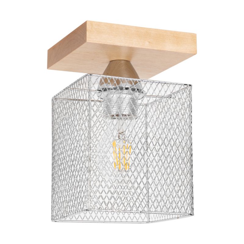 Drewniana Lampa Sufitowa SPOT Light Norman 1xE27 Max.25W Naturalna Brzoza FSC z Akcentem Chromu, Polski Producent 1 szt.