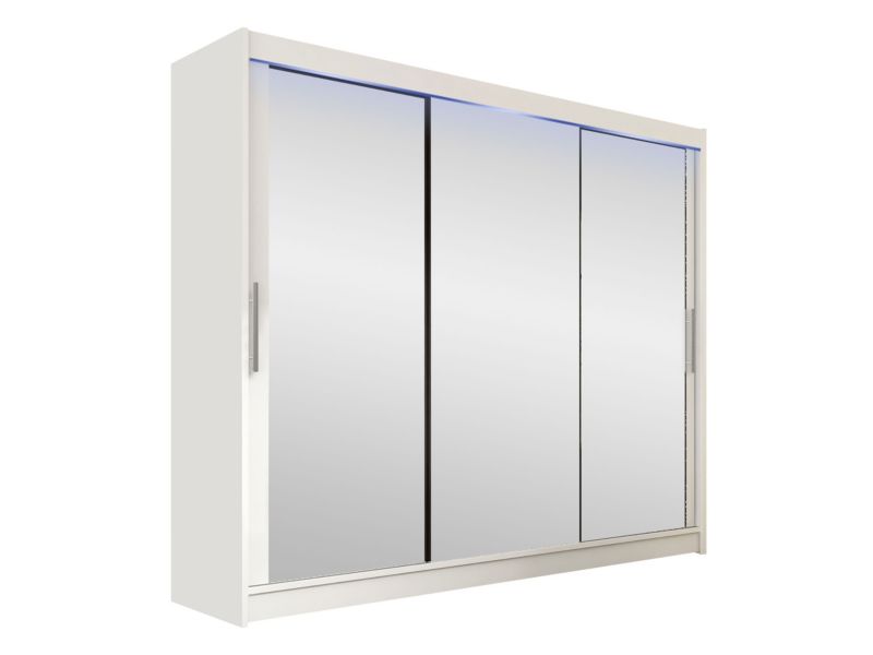 Szafa MIRJAN 24 z drzwiami przesuwnymi Aston III z oświetleniem RGB biały/lustro 1 szt.