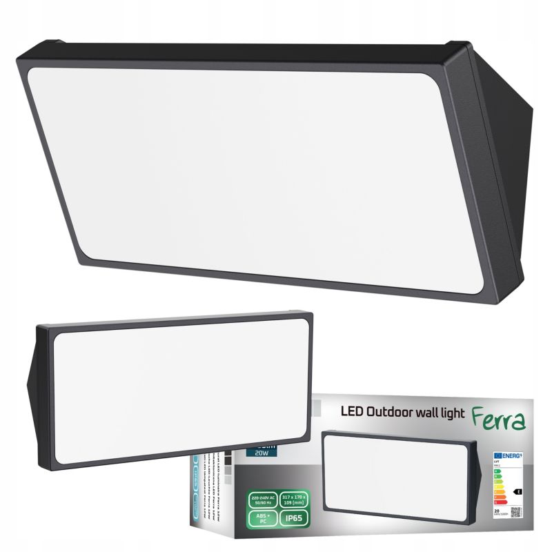 Kinkiet zewnętrzny lampa LED MasterLED Ferra 31,7cm 20W 4000K IP65 oprawa ogrodowa czarna 1 szt.