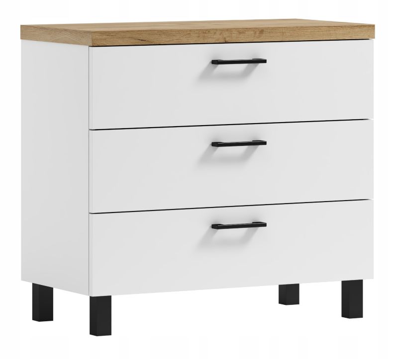 Szafka łazienkowa ADK MEBLE ROMA 80 pod umywalkę z szufladami biały/dąb craft złoty 1 szt.