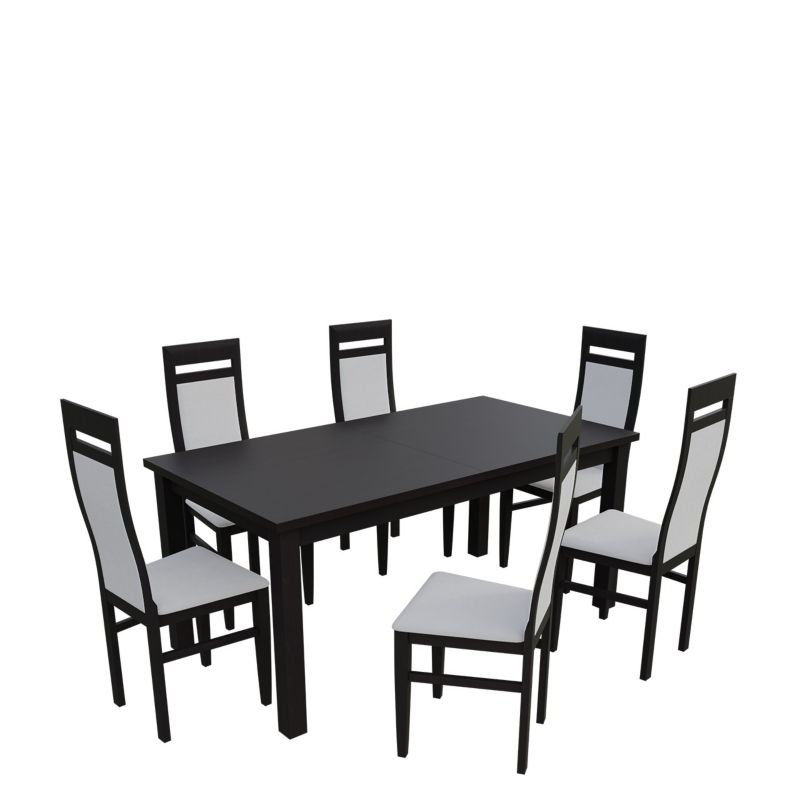 Zestaw RO24 MIRJAN 24 Stół rozkładany S18-L 80x160/200 + 6 krzeseł K70 wenge + biała ekoskóra 1 kpl.