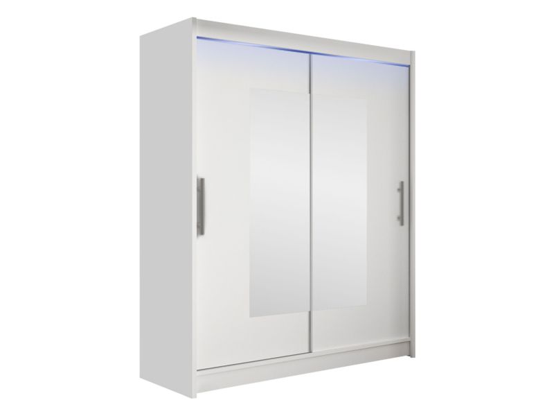 Szafa MIRJAN 24 z drzwiami przesuwnymi Presto III z oświetleniem RGB biały/lustro 1 szt.