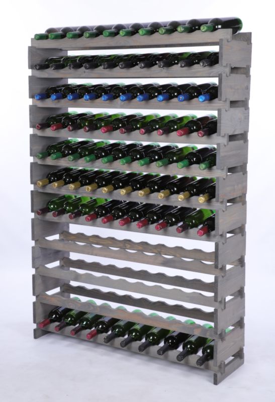 Stojak na wino MODO24 regał modułowy na butelki 11 leżni x 10 butelek montaż bez narzędzi impregnacja szara 1 szt.