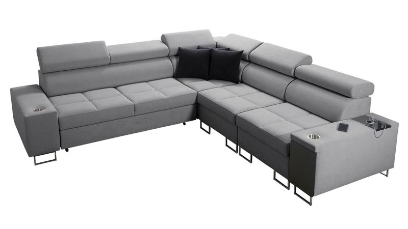 Narożnik z barkiem MIRJAN 24 Morena III prawy jasny szary + czarny 1 szt.