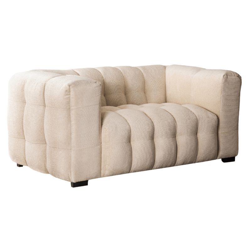Sofa KOBI dwuosobowa MODERNO 2S kremowa nowoczesna tapicerowana sofa do salonu z eleganckim pikowaniem 1 szt.