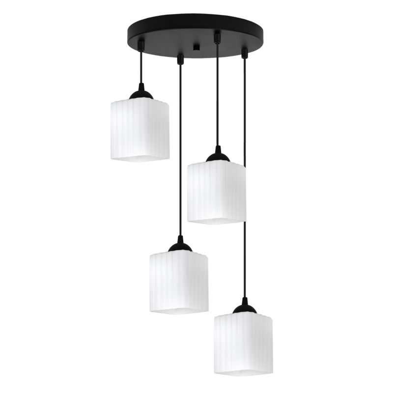 Lampa sufitowa wisząca Light Home LH Riffle okrągła 4x E27 60W czarny/biały 1szt