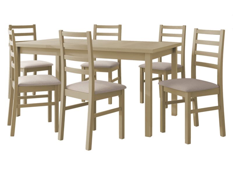 Zestaw DR02 MIRJAN 24 Stół rozkładany Modena II 90x160/200 + 6 krzeseł Nilo 8 sonoma + beżowa tapicerka 1 kpl.