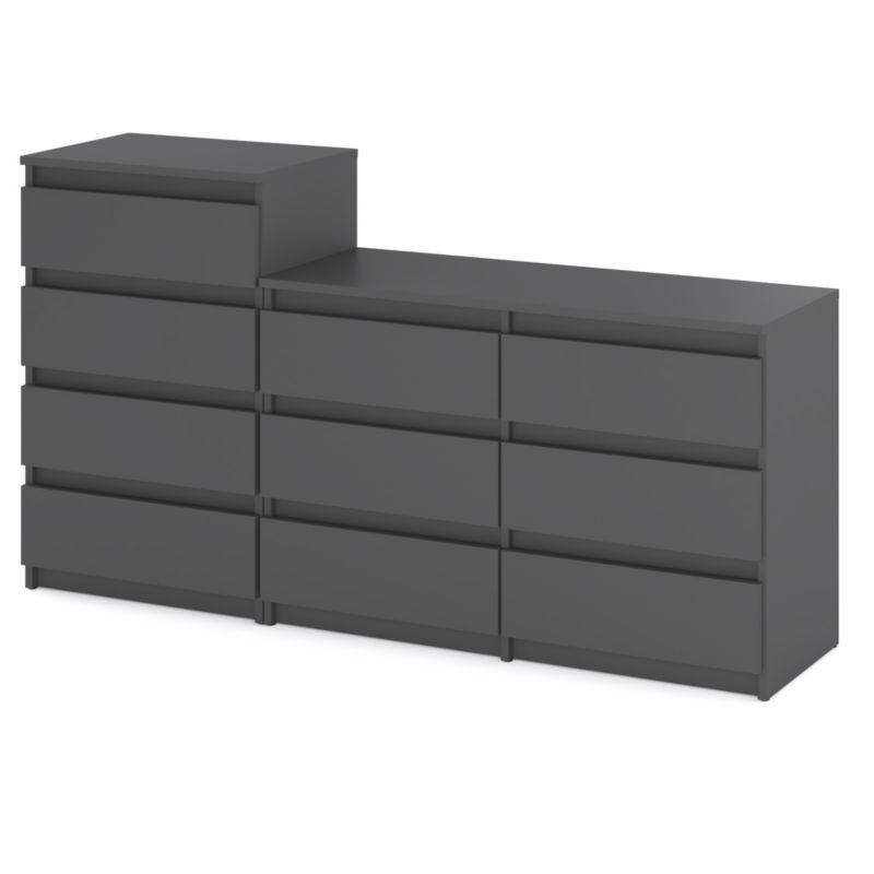 Komoda Hurtownia-Mebli Szuflady 10 Zestaw komód Hugo 64 160cm Szary Mat Szary Mat 160x33.5x92.5 cm 1szt.