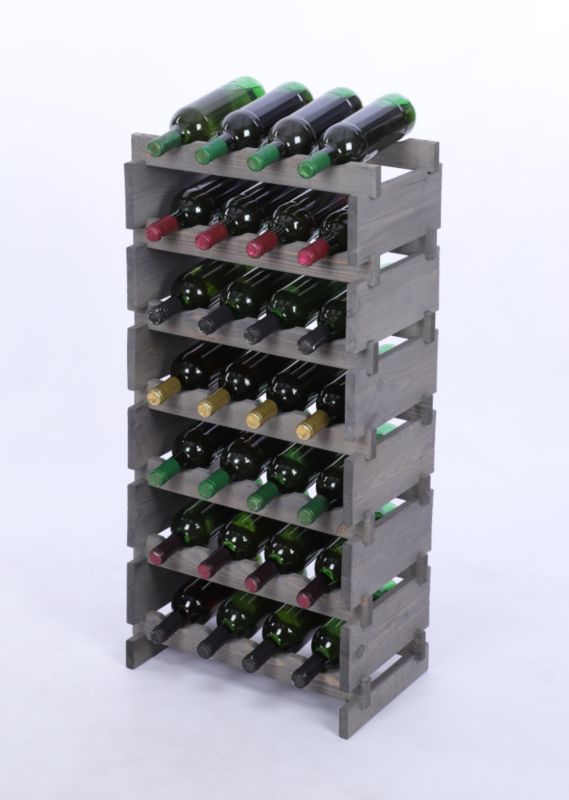 Stojak na wino MODO24 regał modułowy na butelki 7 leżni x 4 butelki montaż bez narzędzi impregnacja szara 1 szt.