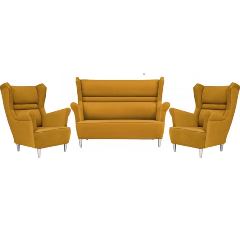Zestaw wypoczynkowy uszak do salonu sofa fotele Family Meble Zoja musztardowy 1szt