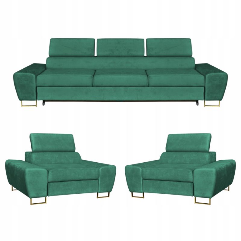 Zestaw mebli do salonu sofa i fotele Family Meble Bosso zielony 1szt