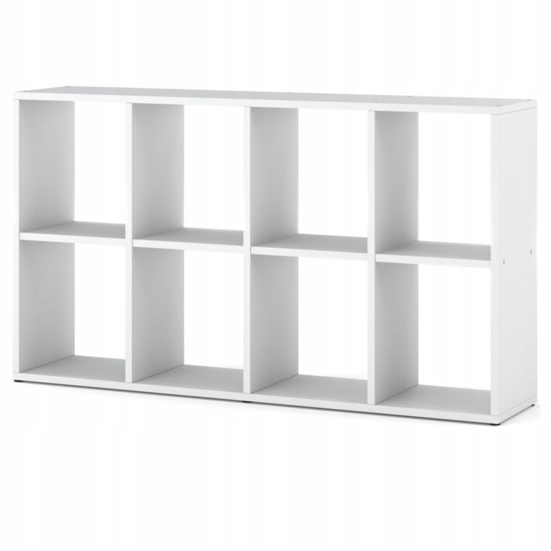 Regał Otwarty Stiv-Meble Biały 8 Półek Na Książki Szafka Komorowa 129.4X29X70,4Cm 1Szt.