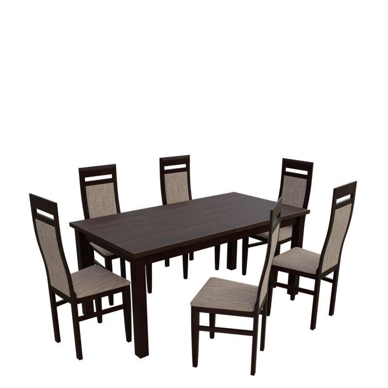 Zestaw RO24 MIRJAN 24 Stół rozkładany S18-L 80x160/200 + 6 krzeseł K70 orzech + jasny brąz 1 kpl.