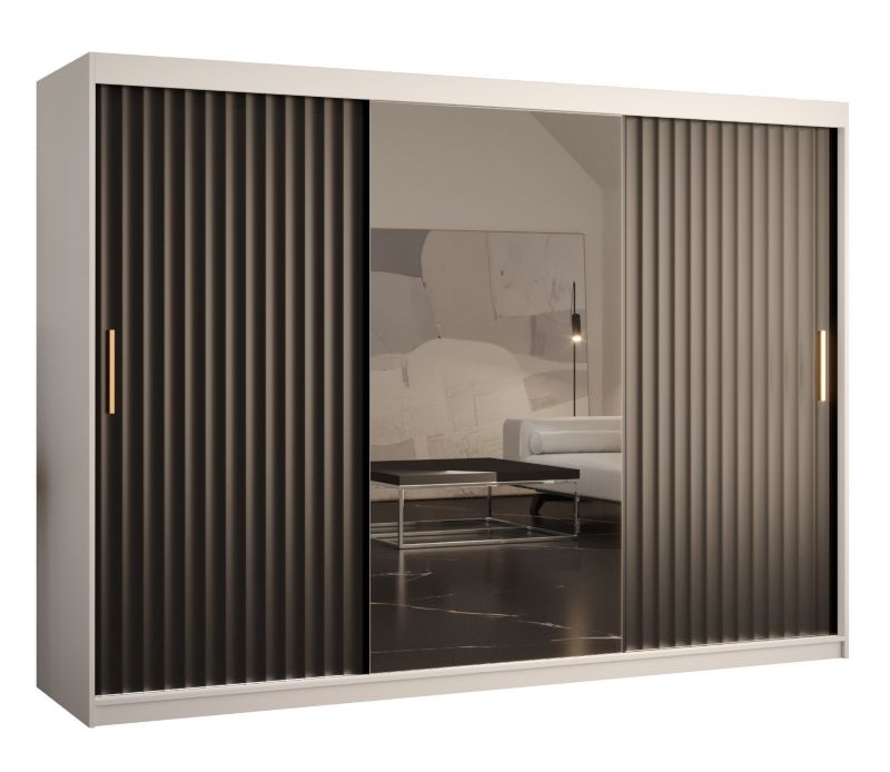 Szafa przesuwna Abiks RIFLO WAVE 2 250 biały mat + czarny mat 1 szt.