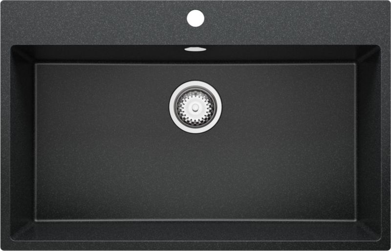 Zlewozmywak Ryga PRIMAGRAN Nablatowy 78x50cm do szafki od 80cm, Grafitowy + Syfon, S397, 1 szt.