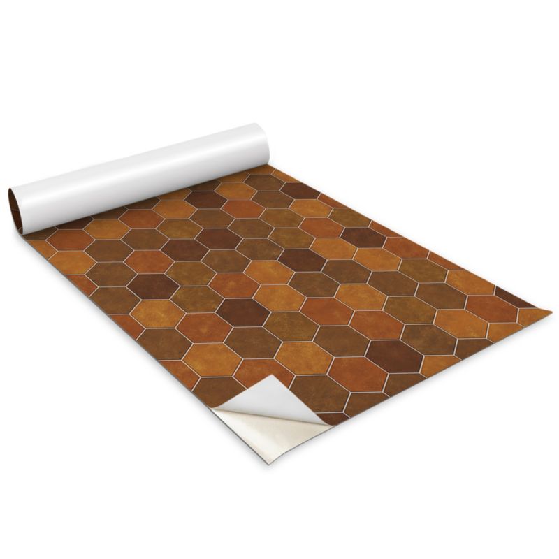 Okleina Meblowa Do Sypialni I Garderoby Wallfluent 100x50 cm Brązowe heksagony Okleina Na Biurko I Regał 1 rol.