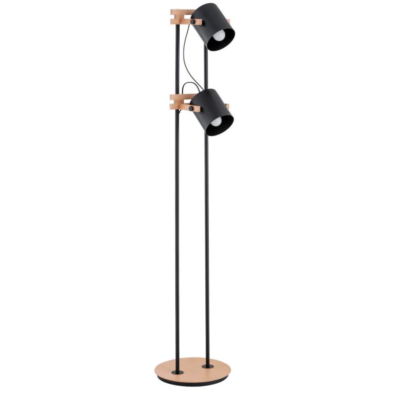 Lampa podłogowa stojąca Alfa Fortis jasne drewno-czarna drewniana 2 x E27 x 15W wym: 152 x 32 x 25 cm - 1 szt.