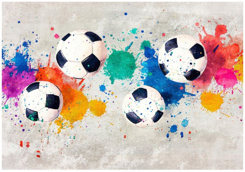 Fototapeta WALLARENA Dla Dzieci Winylowa Dla Chłopca Graffiti Piłka Nożna Szary 312x219 cm 15933WVZXXL 1 szt.