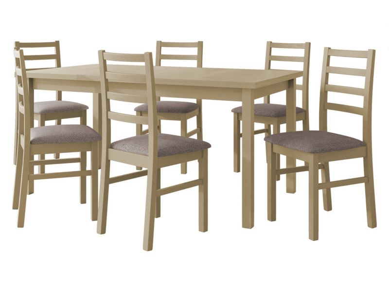 Zestaw DR02 MIRJAN 24 Stół rozkładany Modena II 90x160/200 + 6 krzeseł Nilo 8 sonoma + jasnobrązowa tapicerka 1 kpl.