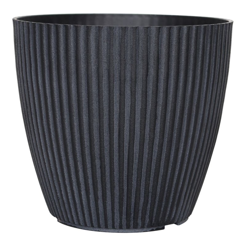 Donica Verve plastikowa pionowe żeberka 28 cm ciemnoszara