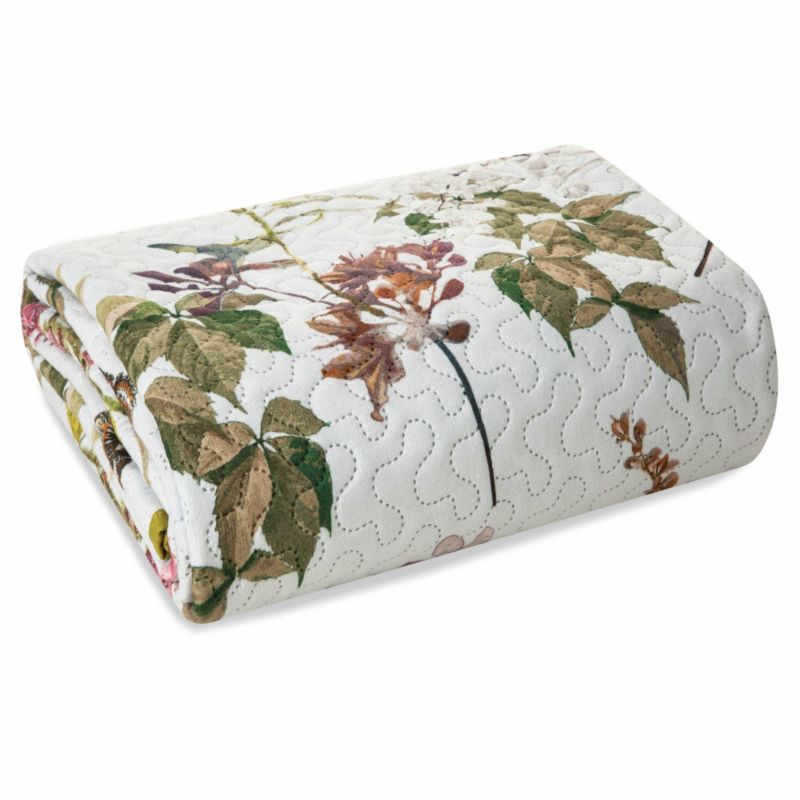 Narzuta ROSA Eurofirany 200x220 cm kwiaty gałązki ecru dekoracyjna miękka 1 szt.