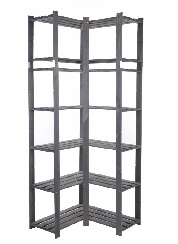 Regał narożny drewniany MODO24 impregnacja szara 220x85x38 cm pojemny 1 szt.