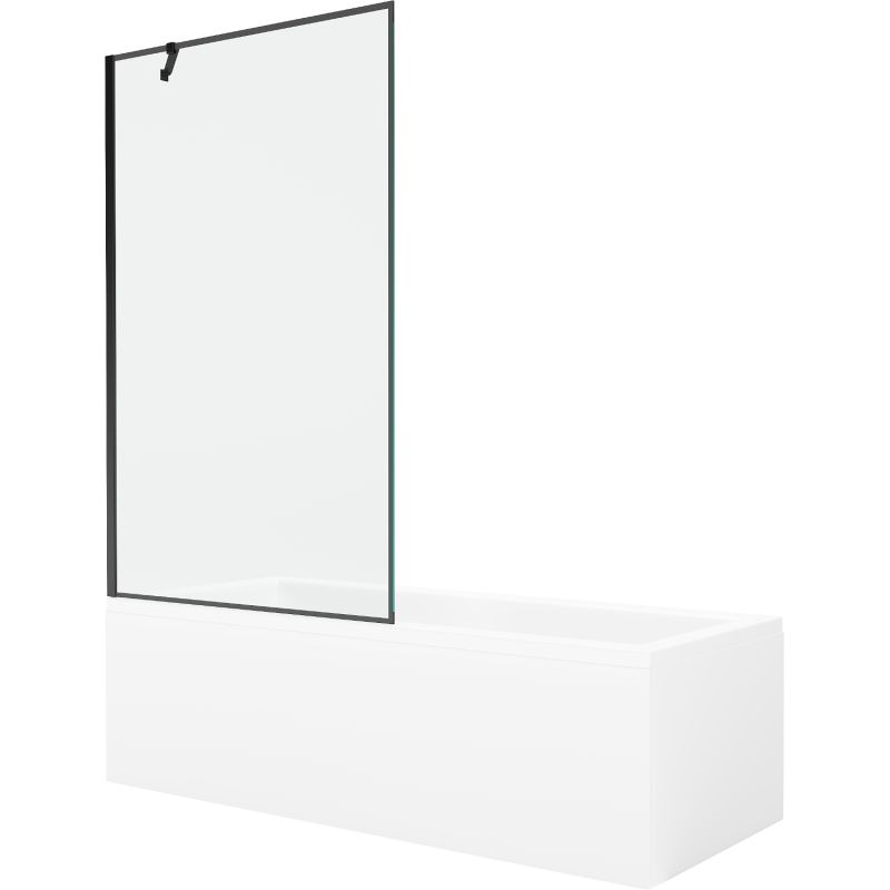 Wanna prostokątna Mexen Cubik 150 x 70 cm z obudową i parawanem 1-skrzydłowym 100 cm czarny wzór 550315070X9510007070 1 szt.