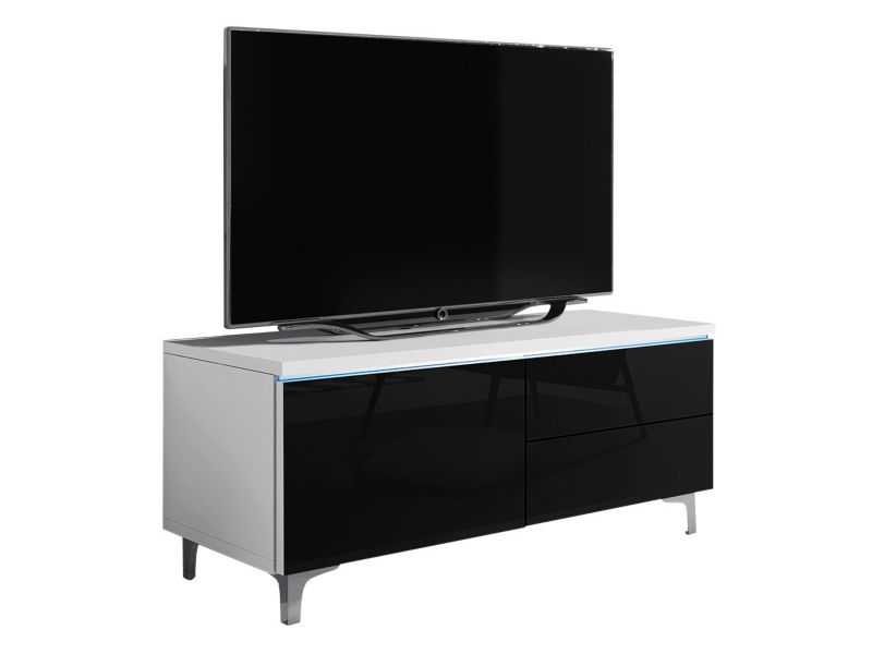 Szafka RTV MIRJAN 24 XIW Lewa biały + czarny połysk 1 szt.