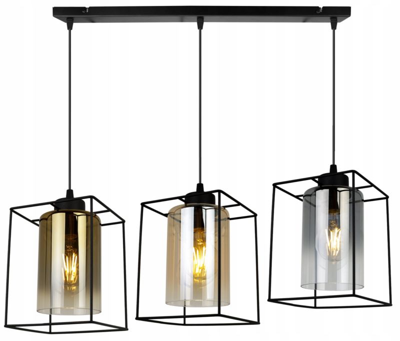 Lampa sufitowa wisząca Light Home LH Hella Cage 3x E27 60W szkło multikolor 1szt.