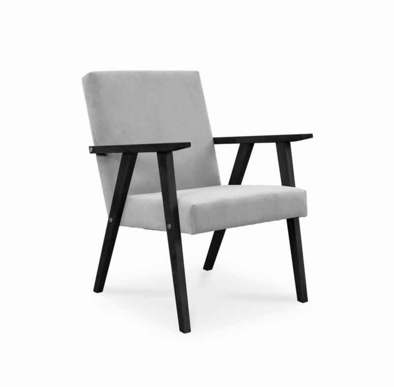 Fotel tapicerowany Bettso Lisek - prl w tkaninie paros na czarnej nodze jasnoszary 1szt.