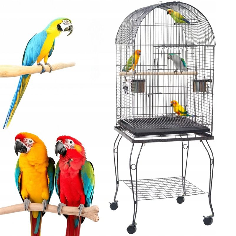 Klatka Rebiko woliera duża na kółkach dla ptaków egzotycznych czarna 1 szt