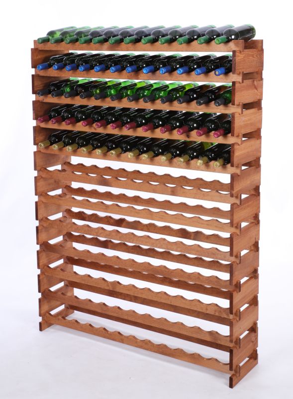 Stojak na wino MODO24 regał modułowy na butelki 12 leżni x 12 butelek montaż bez narzędzi impregnacja brązowa 1 szt.