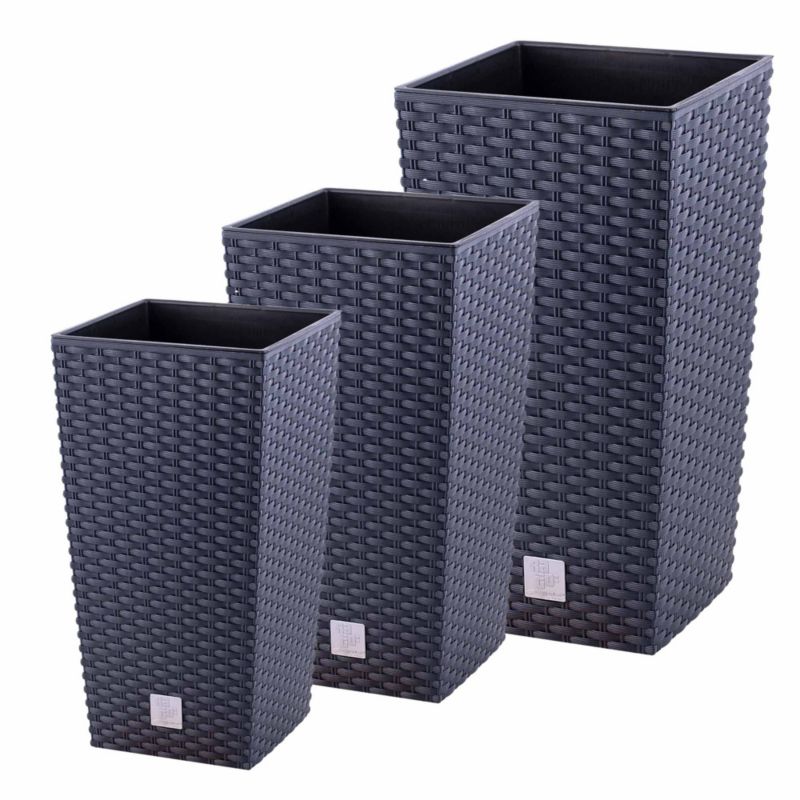Doniczka Ogrodowa EDANTI Rattan Donica Na Taras Wkład 3 szt.
