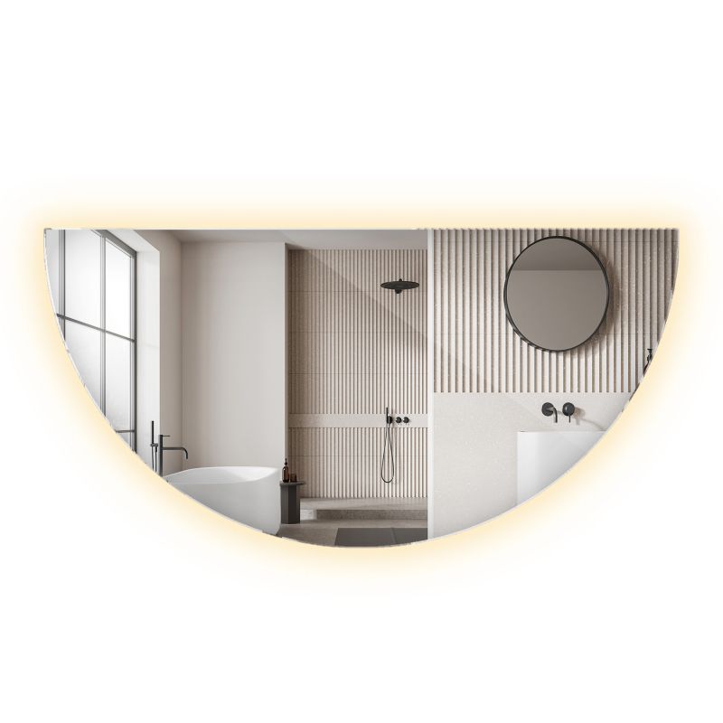 Lustro LED ArtPrintCave 35 x 70 cm Minimalistyczne Półokrągłe do Salonu Sypialni Ciepłe Światło 1 szt.