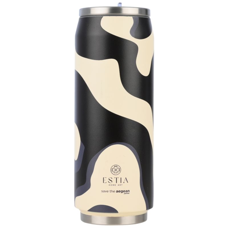 Kubek Termiczny Ze Słomką Bold Drift Estia Stal Nierdzewna Kremowy Czarny 500 Ml 1 Szt.