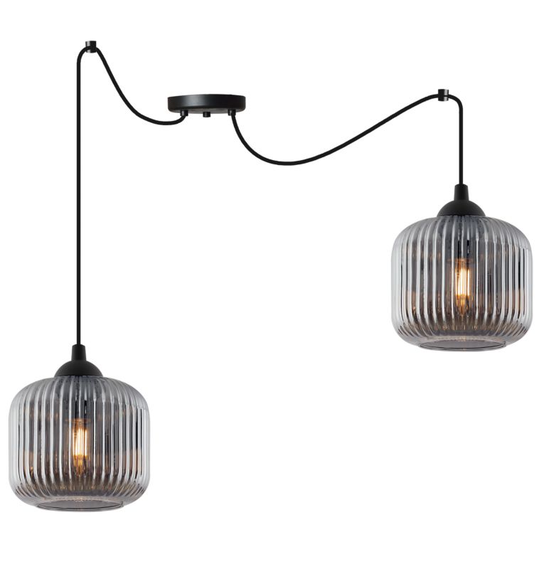 Lampa sufitowa wisząca Light Home LH Riffle Pająk Walec 2x E27 60W szary 1szt.