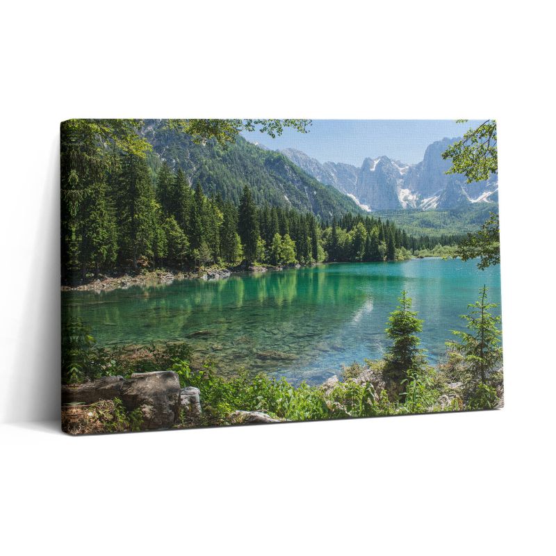 Obraz na płótnie Wallfluent 30x20 cm Górski pejzaż jeziora w lesie 1 szt.