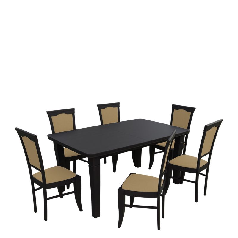 Zestaw RO30 MIRJAN 24 Stół rozkładany S26 100x160/400 + 6 krzeseł K13 wenge + piaskowy 1 kpl.