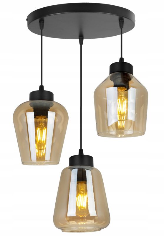 Lampa sufitowa wisząca okrągła Light Home LH Rijeka 3x E27 60W miodowy 1szt